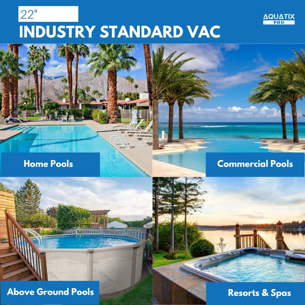Aquatix Pro Pool Vacuum Head, 22" Commercial Grade, Aluminum Handle