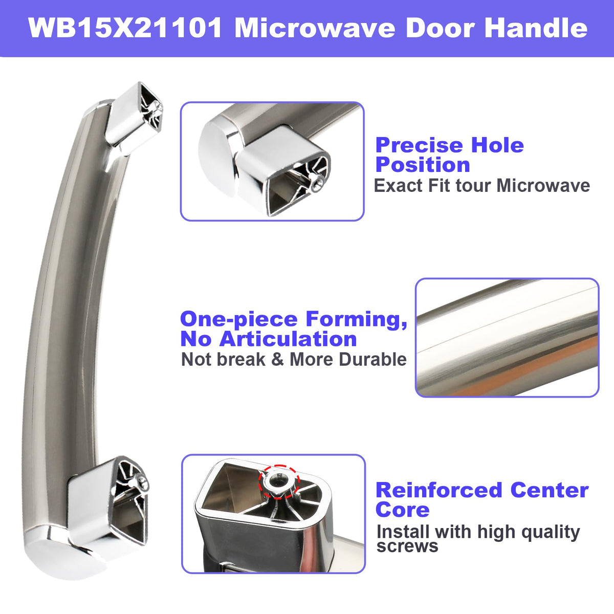 WB15X21101 for GE Microwave Handle Replacement: WB15X21101 Microwave Door Handle for General Electric Microwave JNM3163RJ3SS, PSA9120SF1SS - Upgraded ABS Plastic for Ge Microwave Replacement Parts