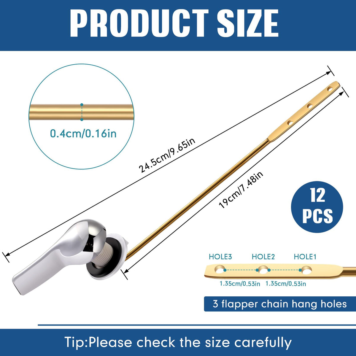Lasnten 12 Pieces Front Mount Universal Toilet Flush Handle Replacement Kit