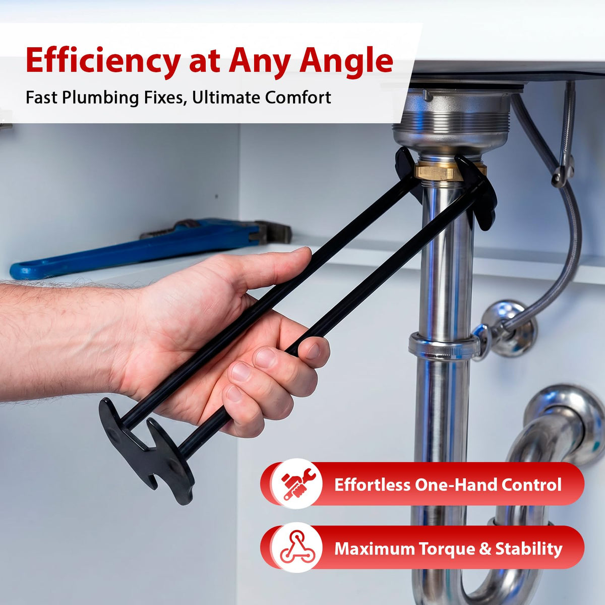 14PCS Plumbing Wrench Faucet Installation and Removal Tools, Under Sink Wrench Tool Set, Spring-Loaded Basin Wrench, Adjustable Wide-Jaw Wrench, Multifunctional Plumbing Tool for Kitchen & Bathroom