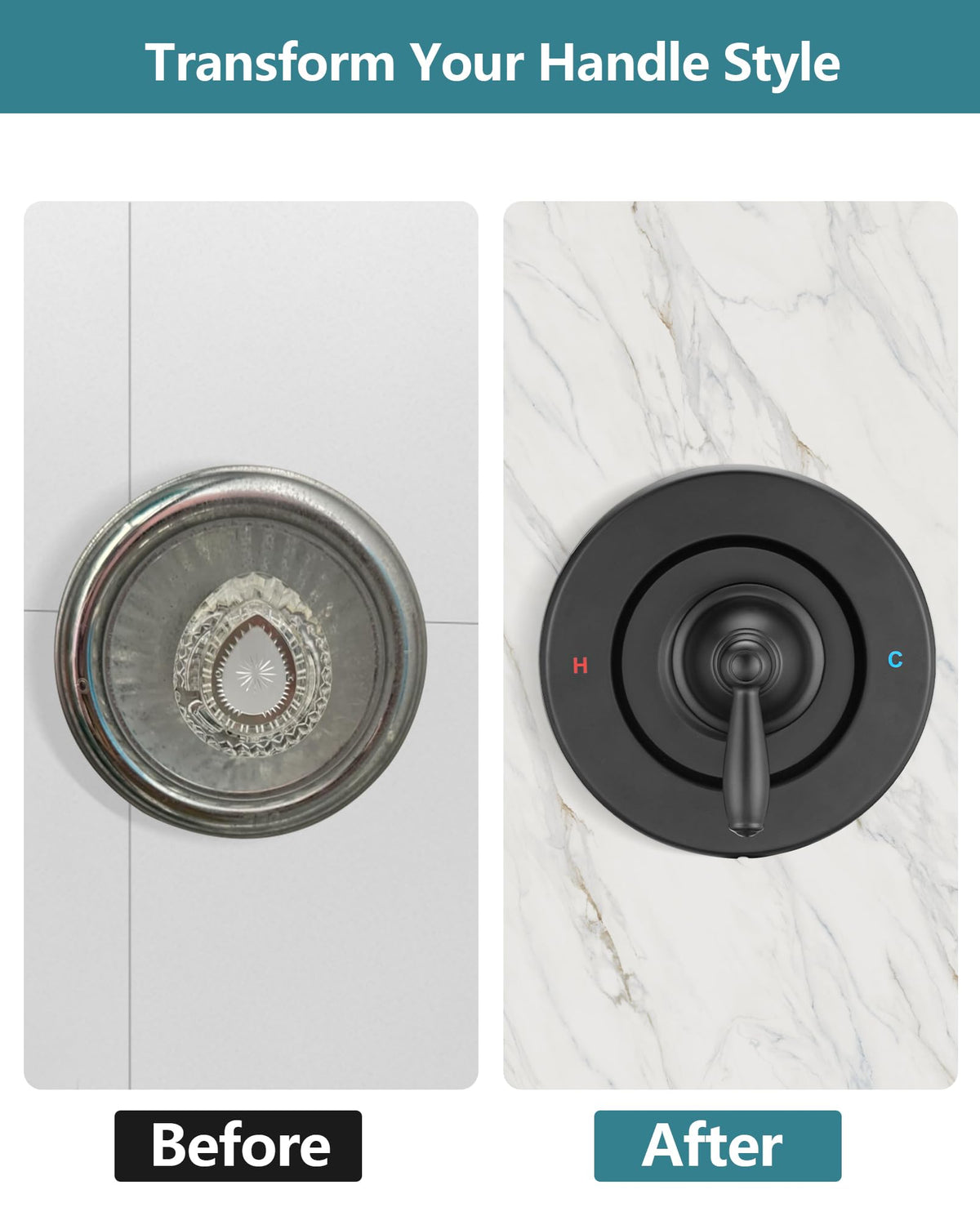 Replacement for Moen Fit Chateau Valve Shower Faucet Trim Kit Only(Valve& Catridge Not Inclued), Pull-on Push-off Design Knob Elegant Handle