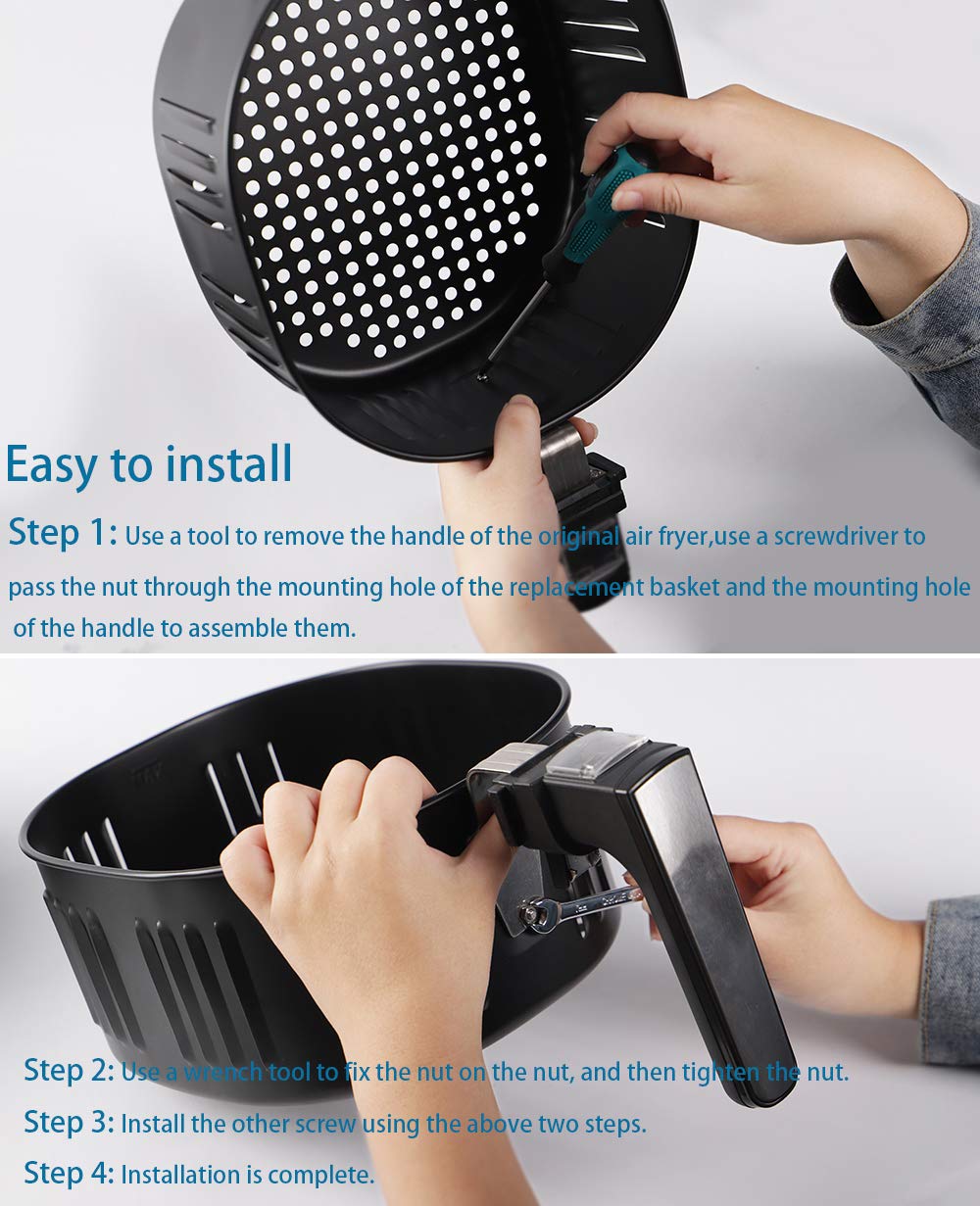 Air Fryer Replacement Basket for Power XL 5.3QT,Air Fryer Accessories for Gowise USA 5.8QT,Non-Stick Fry Basket