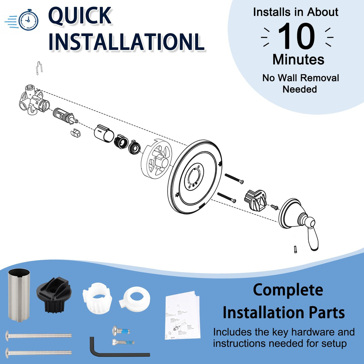 Shower Valve Trim Kit Compatible with Moen T2151BN Brantford Posi-Temp Valve, Brushed Nickel Shower Handle Replacement Kit