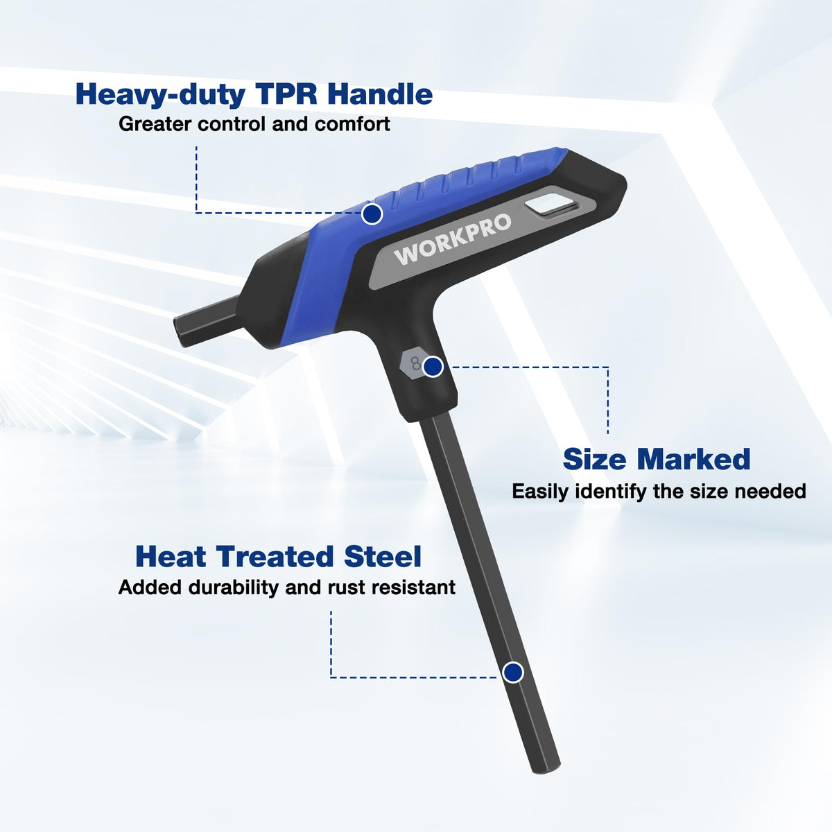 WORKPRO 14PCS T-Handle Allen Wrench Set, Metric & SAE Long Hex Key Wrenches