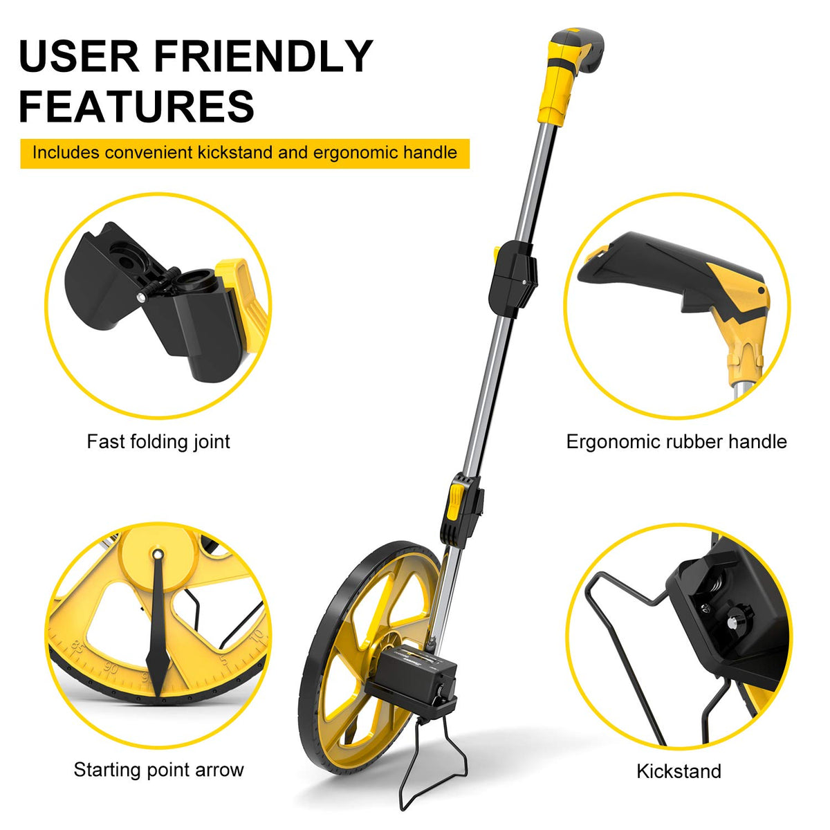 Zozen Measuring Wheel in Meters, Double Folding/One Key Reset/Mechanical