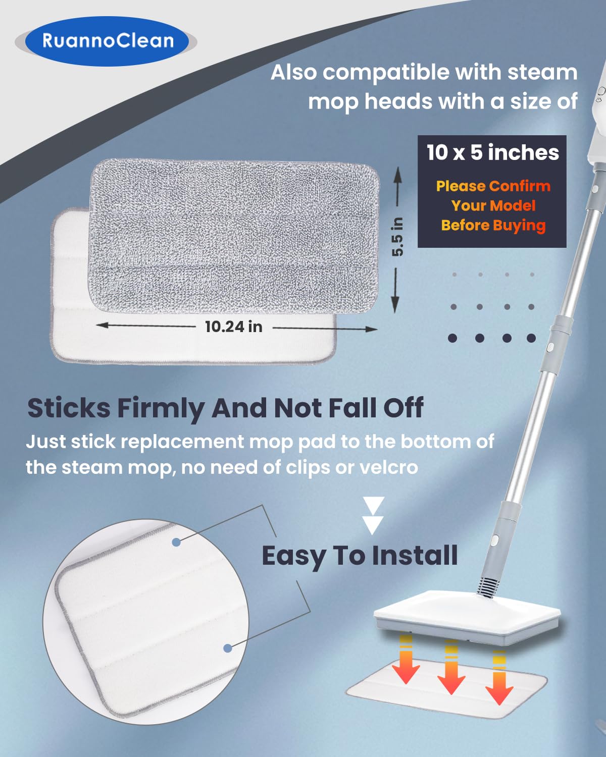 RuannoClean 6 Pack Steam Mop Pads Compatible with FEPPO/FODFINU Steam Mop