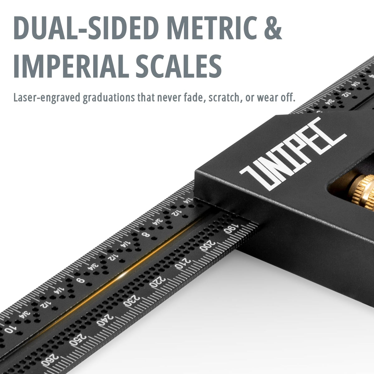 UNIPEC Combination Angle Square, 12-Inch Metric & Inch Ruler