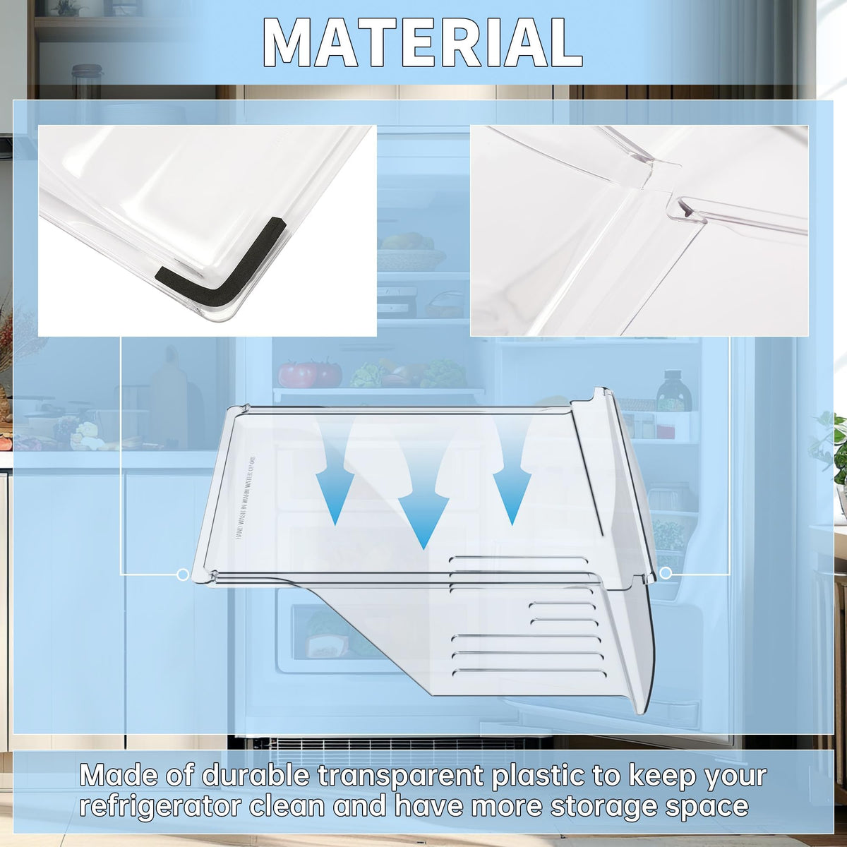 HECASA 240337103 240337102 Refrigerator Crisper Drawer Pan Replacement For