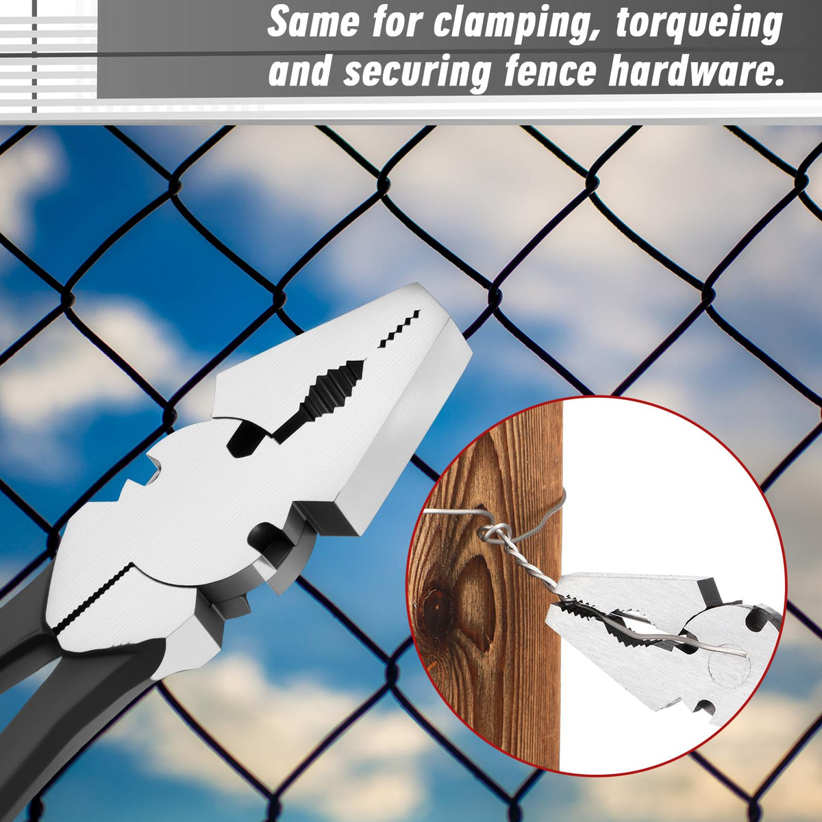 Lanties 10'' Fence Pliers Button Fencing Pliers Heavy Duty for Bending Cutting and Gripping Flat Nose Wire Cutter Plier for Construction and Wire Fence Resists Rust and Corrosion