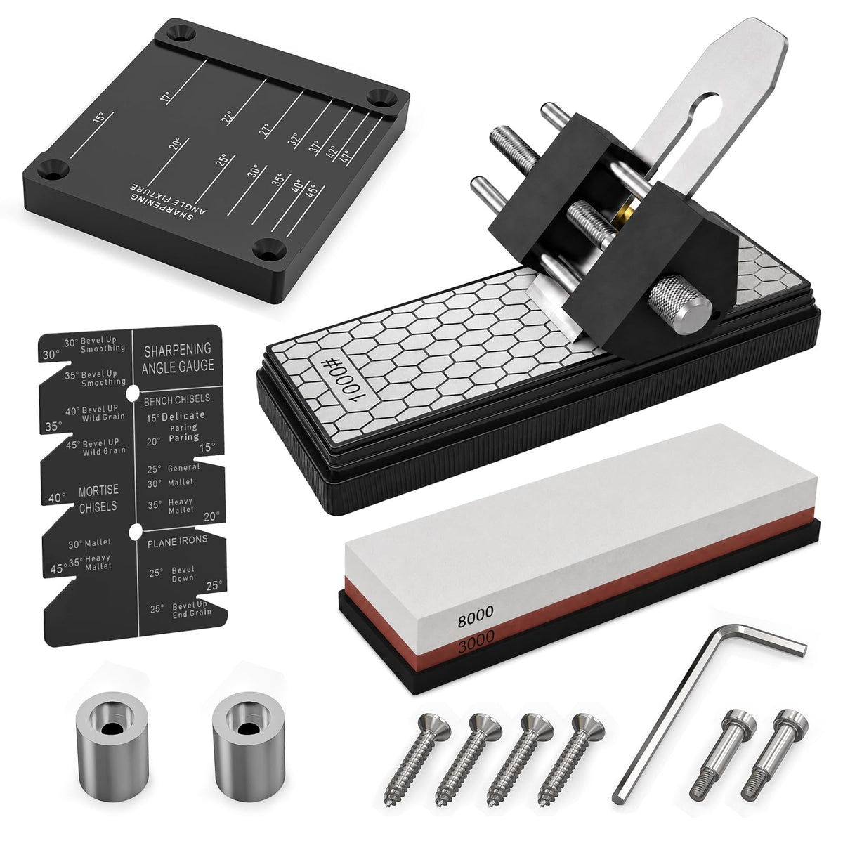 Chisel Sharpening Jig Kit with 2Pcs Sharpening Stone