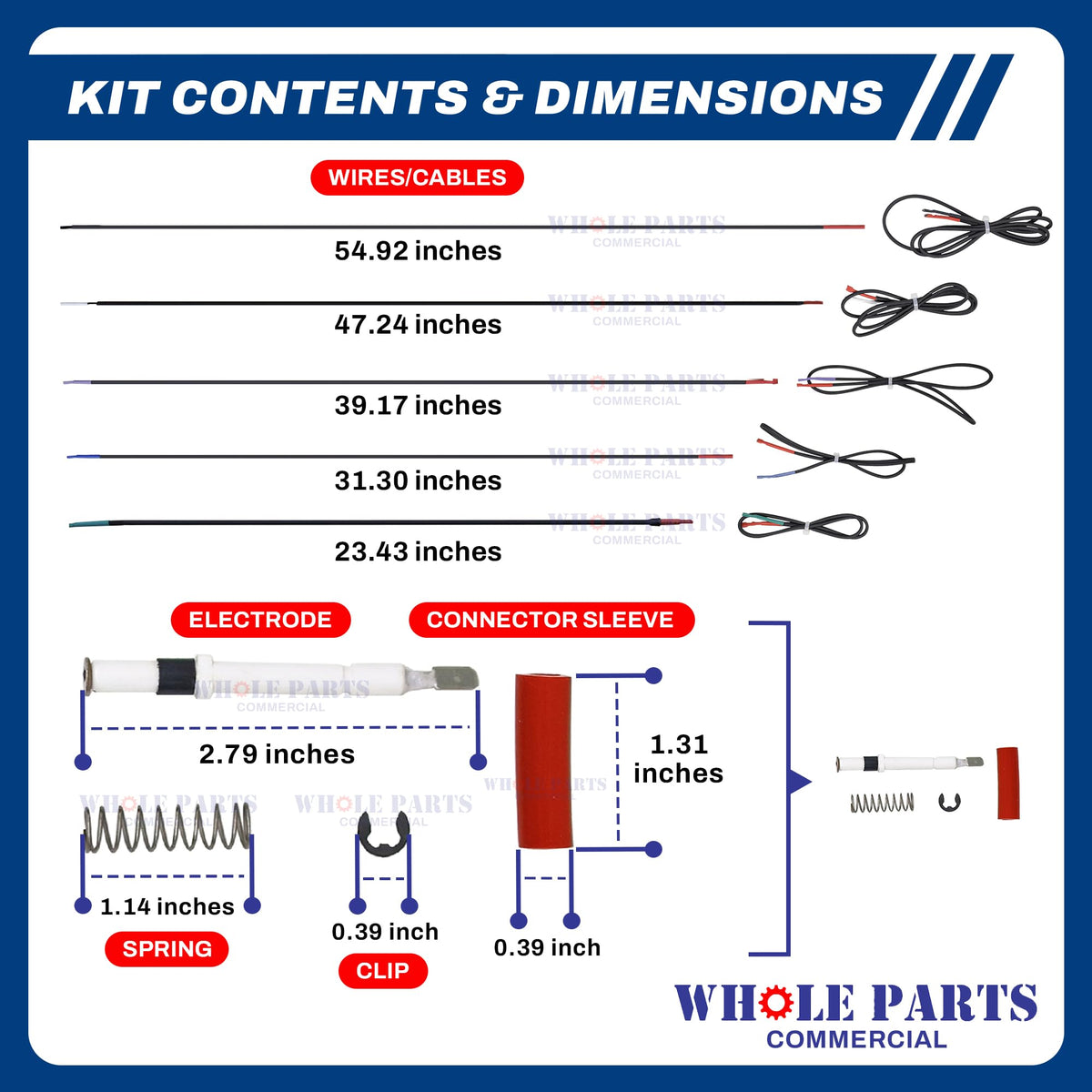 Whole Parts Upgraded Commercial Oven Top Burner Electrode Kit Part# 814883