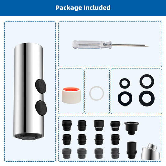Hibbent Stainless Steels Kitchen Faucet Head Replacement with 15 Adapters