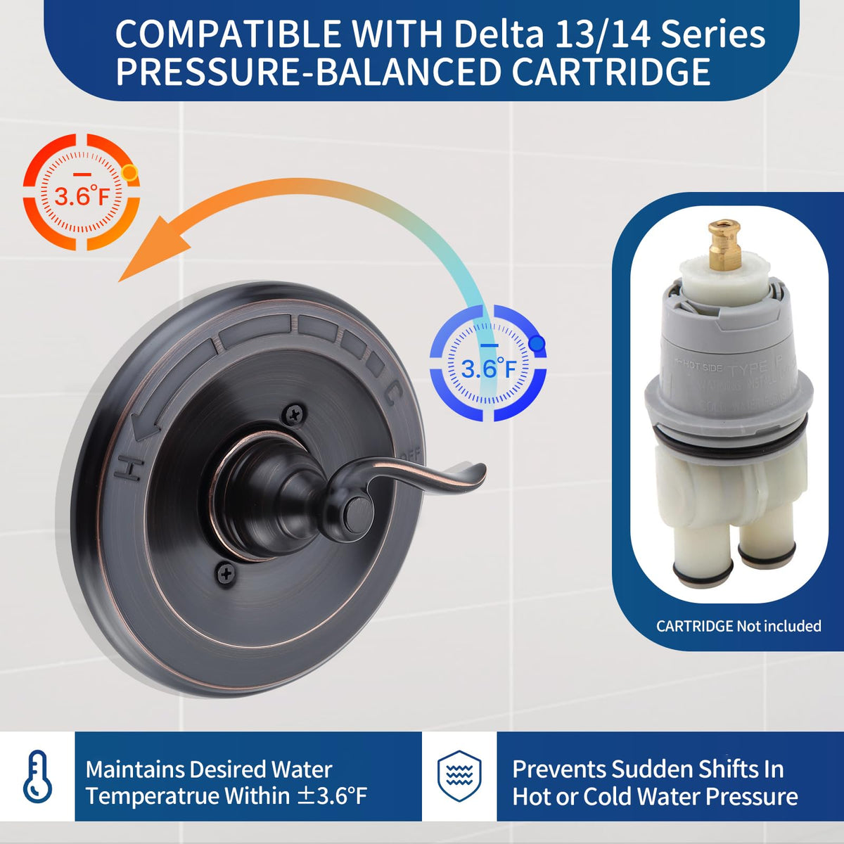 BT14096-OB Shower Trim Kit for Delta 13/14 Series Shower Faucet System