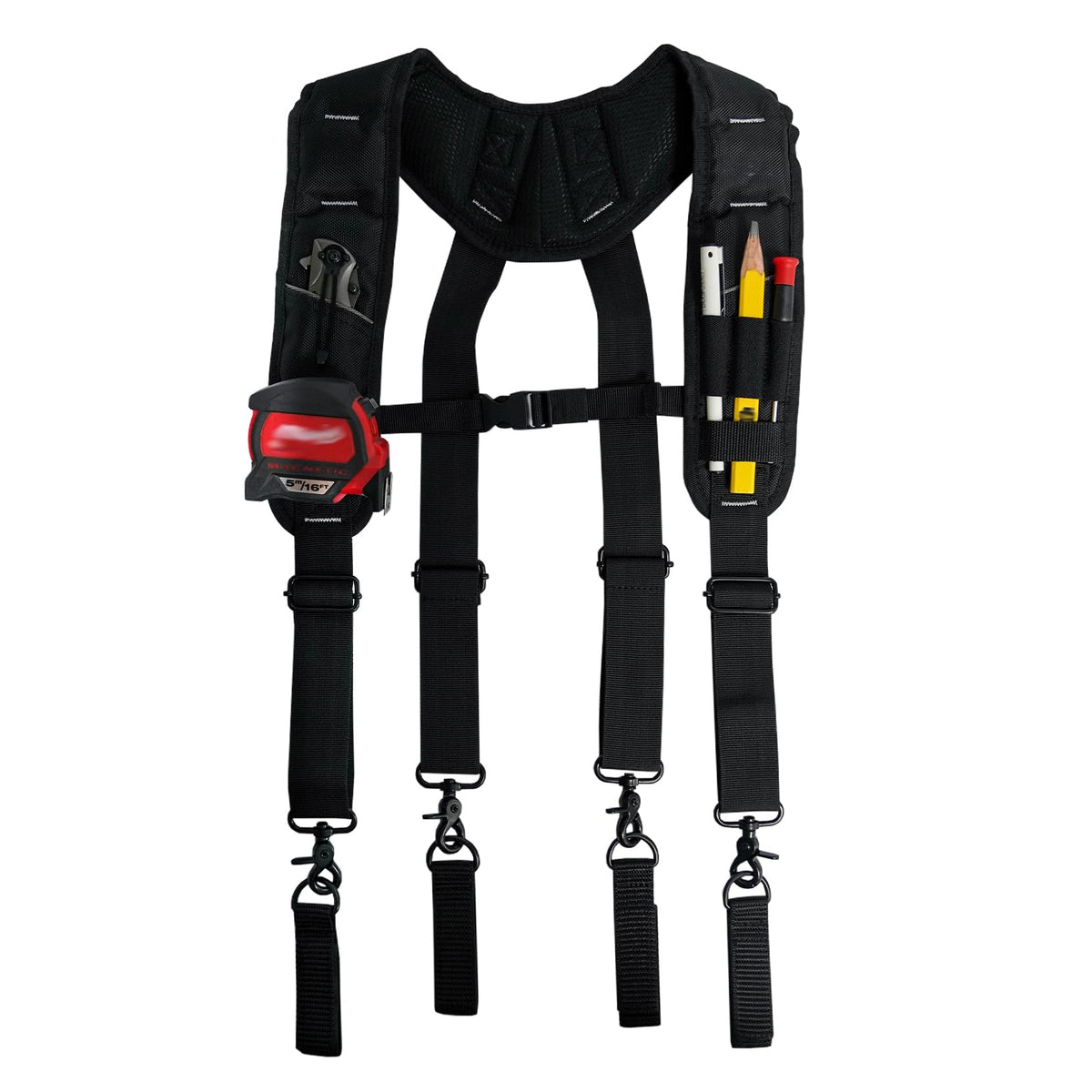 KUNN Tool Belt Suspenders, Padded 4-Point Work Suspender for Men