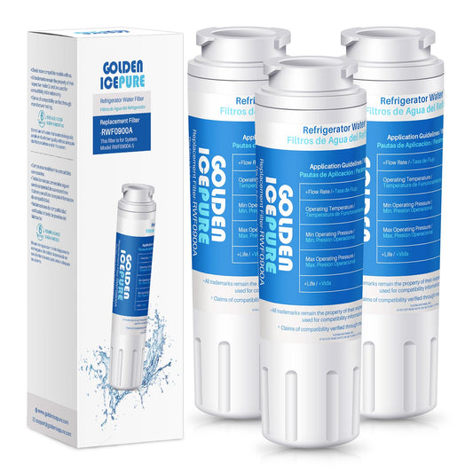 GOLDEN ICEPURE RWF0900A Refrigerator Water Filter, Replacement for MAYTAG UKF8001, Whirlpool Filter 4 EveryDrop EDR4RXD1, Mfi2570fez Msd2651heb, 4396395, 469006, 3PACK
