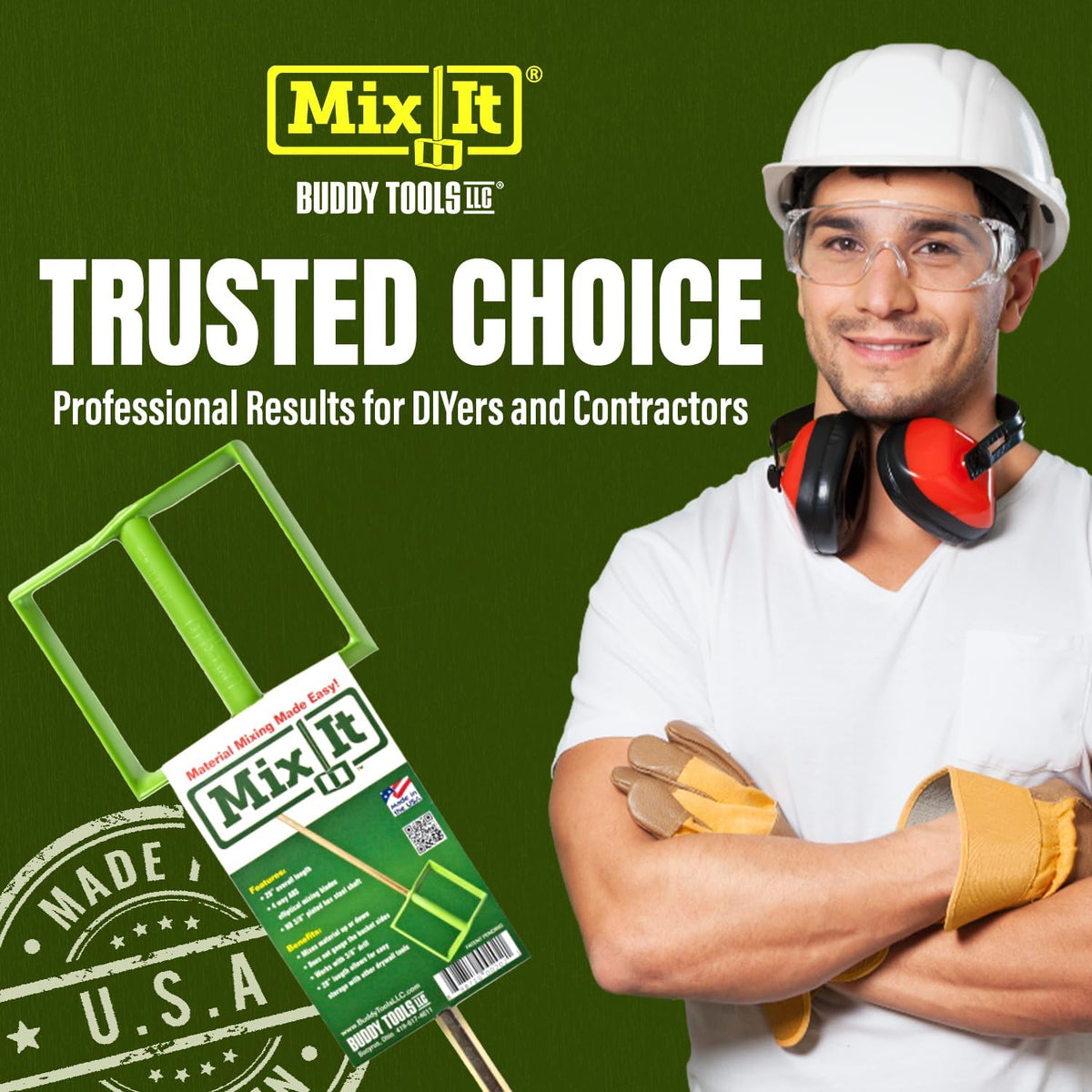 Buddy Tools Mix It, 18" Length Mud Mixer