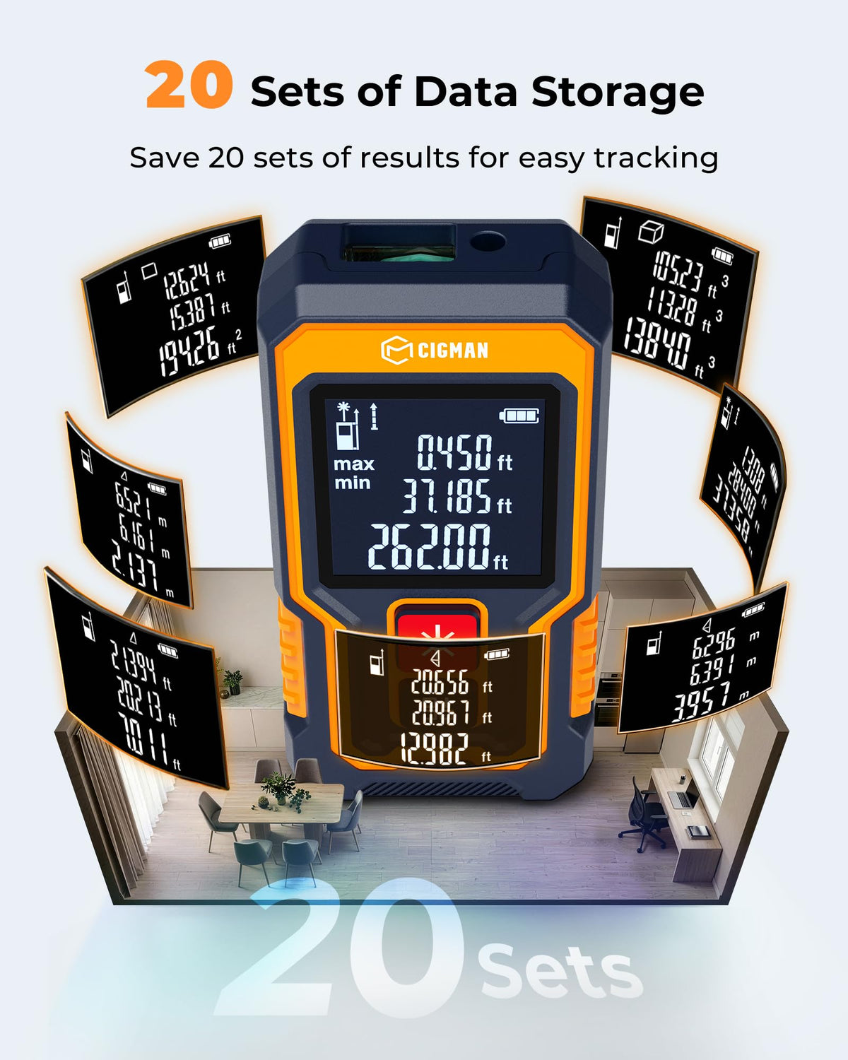 CIGMAN Mini Laser Measuring Tool, 262Ft Laser Measure for Home & DIYers