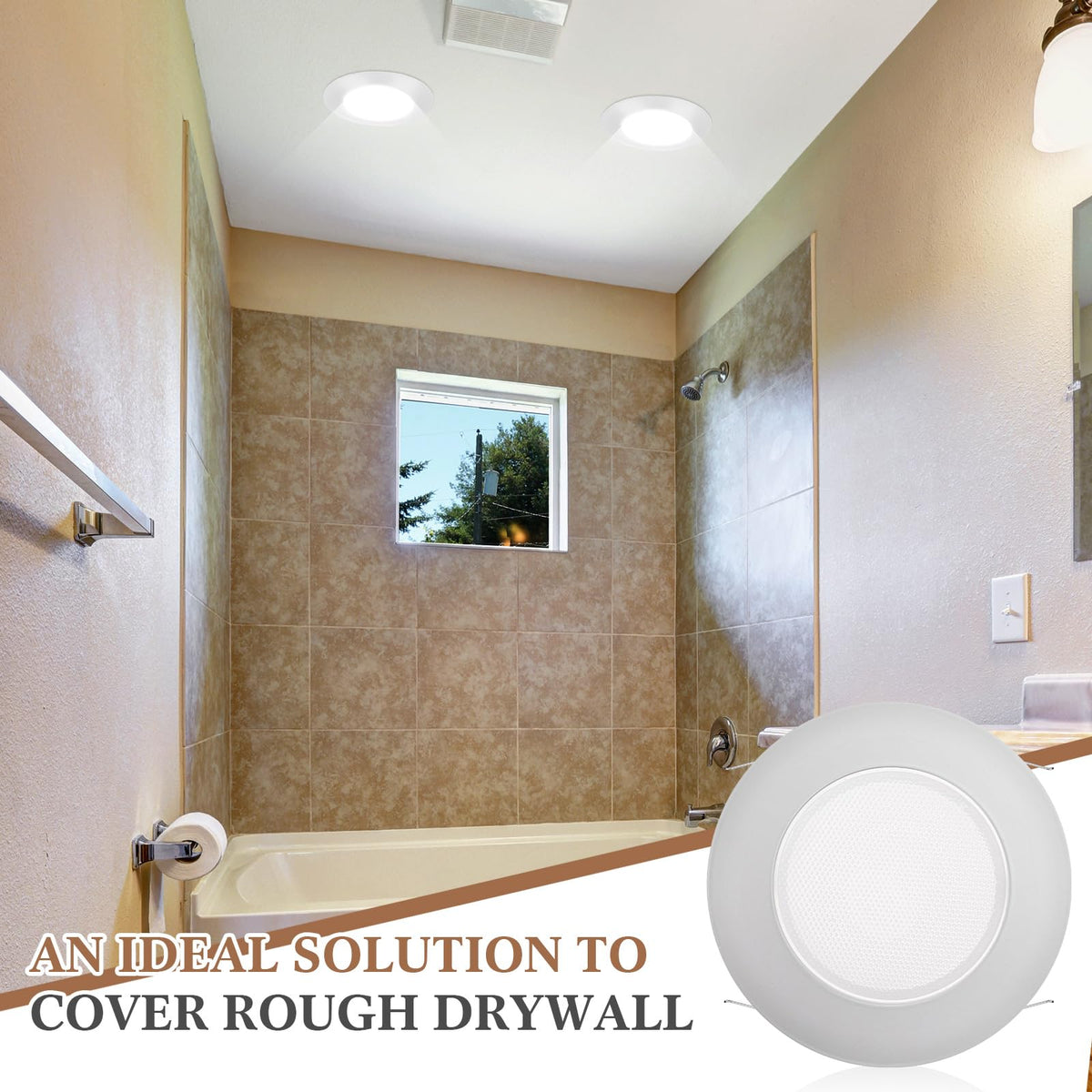 Glooglitter 4 Pcs 6 Inch Shower Trim Recessed Light Covers with Lens