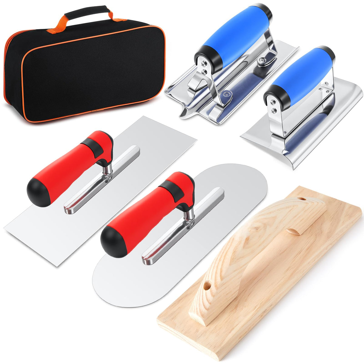 MorningRo 6pcs Concrete Hand Tools Set, Masonry Tools with Bag