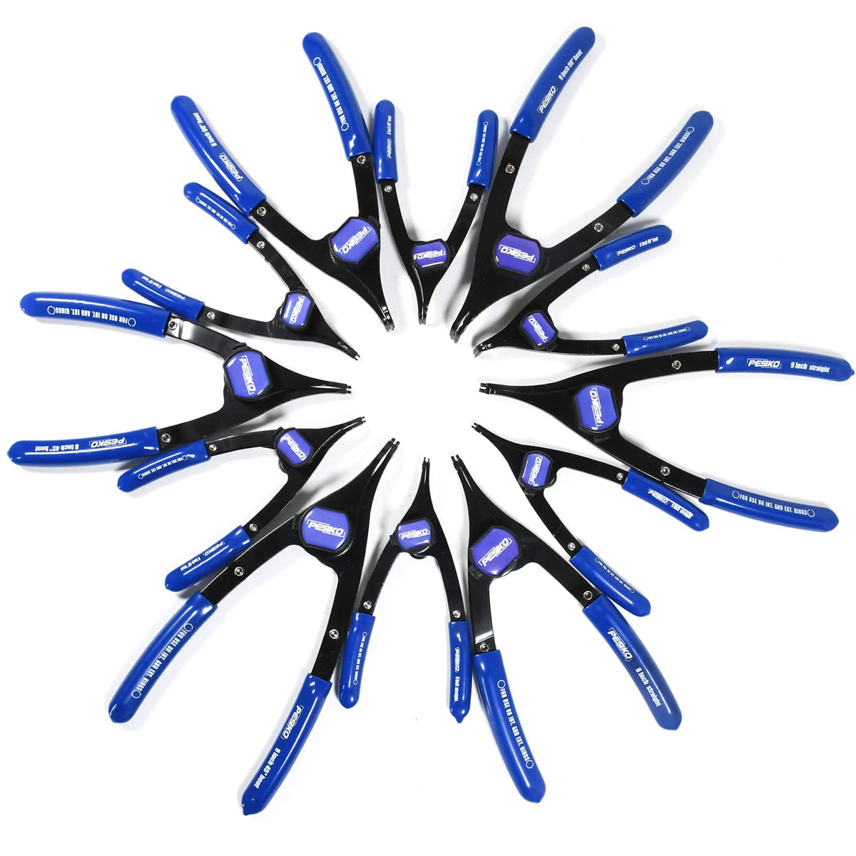 PESIKO 12-Piece Internal External Convertible Snap Ring Pliers Set