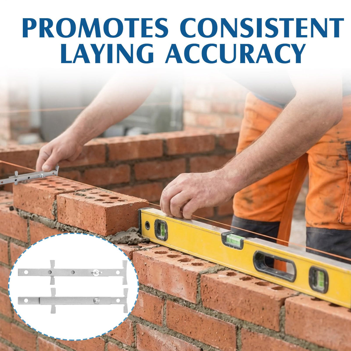 DoubleFill 2 Pair Aluminum Line Stretchers Adjustable 4-12 Inch, Heavy Duty Sliding Blocks for Masonry Tools, Line for Bricklaying (Natural)