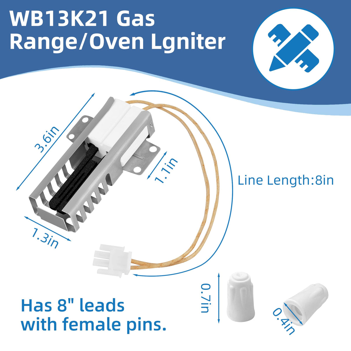 WB13K21 5303935066 WB13T10045 Gas Range Oven Igniter Replacement for GE Kenmore Hotpoint Samsung Gas Oven Igniter, Replaces WB2X9998 IG9998 WB13K10026 Norton 501a by APPLIANCEMATES