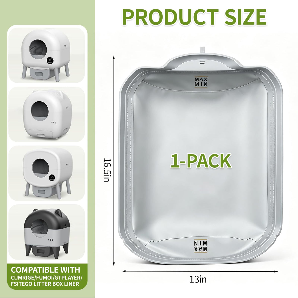 Litter Box Liner Compatible With Cumrige, Non-Stick Coated Surface, 1 Pcs