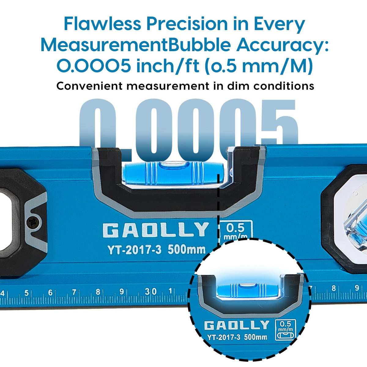 GAOLLY 6-Piece Spirit Level Set (12", 16", 20", 24", 32", 40"), Level Set with Magnetic Torpedo, 45°/90°/180°Bubbles Measuring, Aluminium Alloy Levels, Open Top View Design