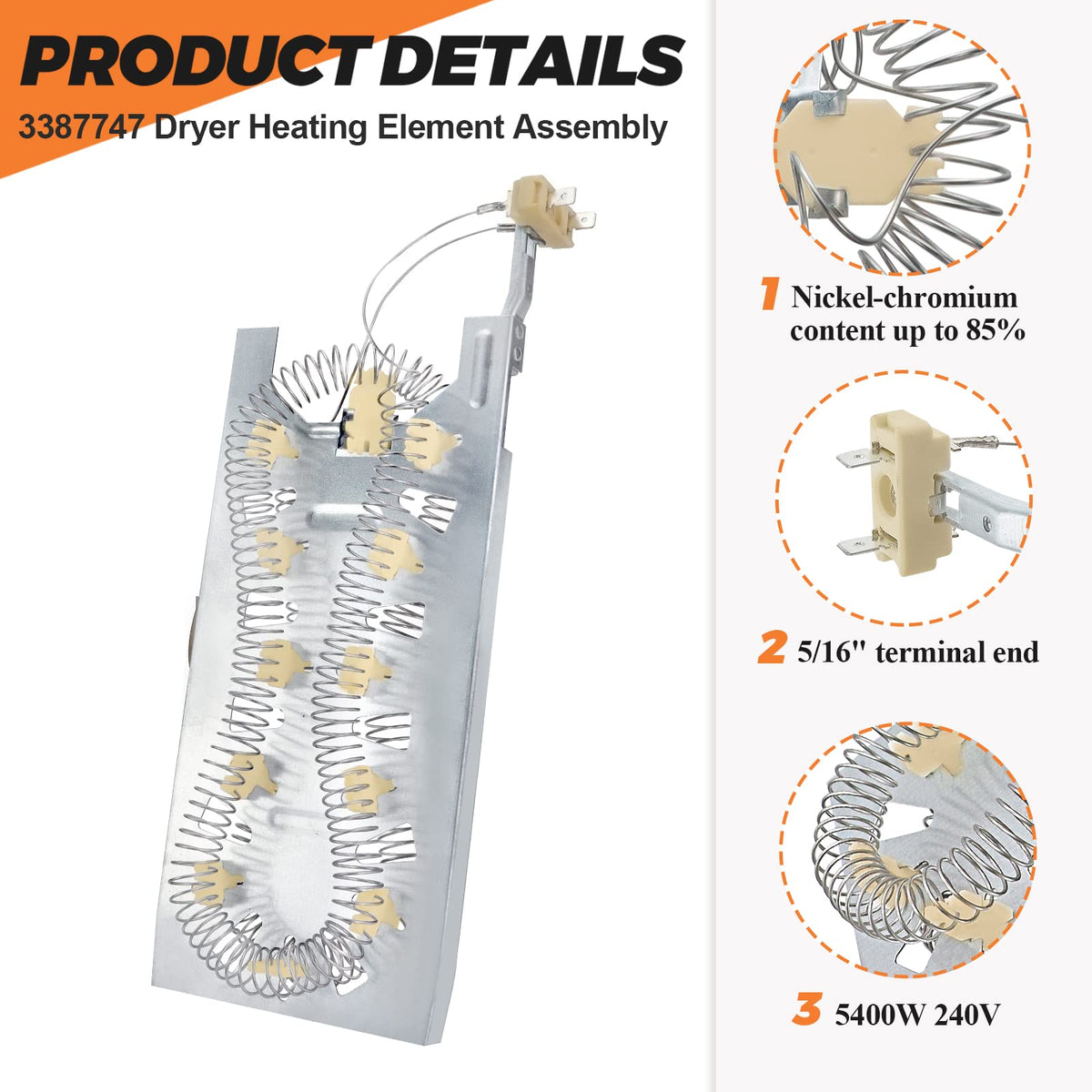 2026 UPGRADE 3387747 WP3387747 W11344457 Dryer Hea