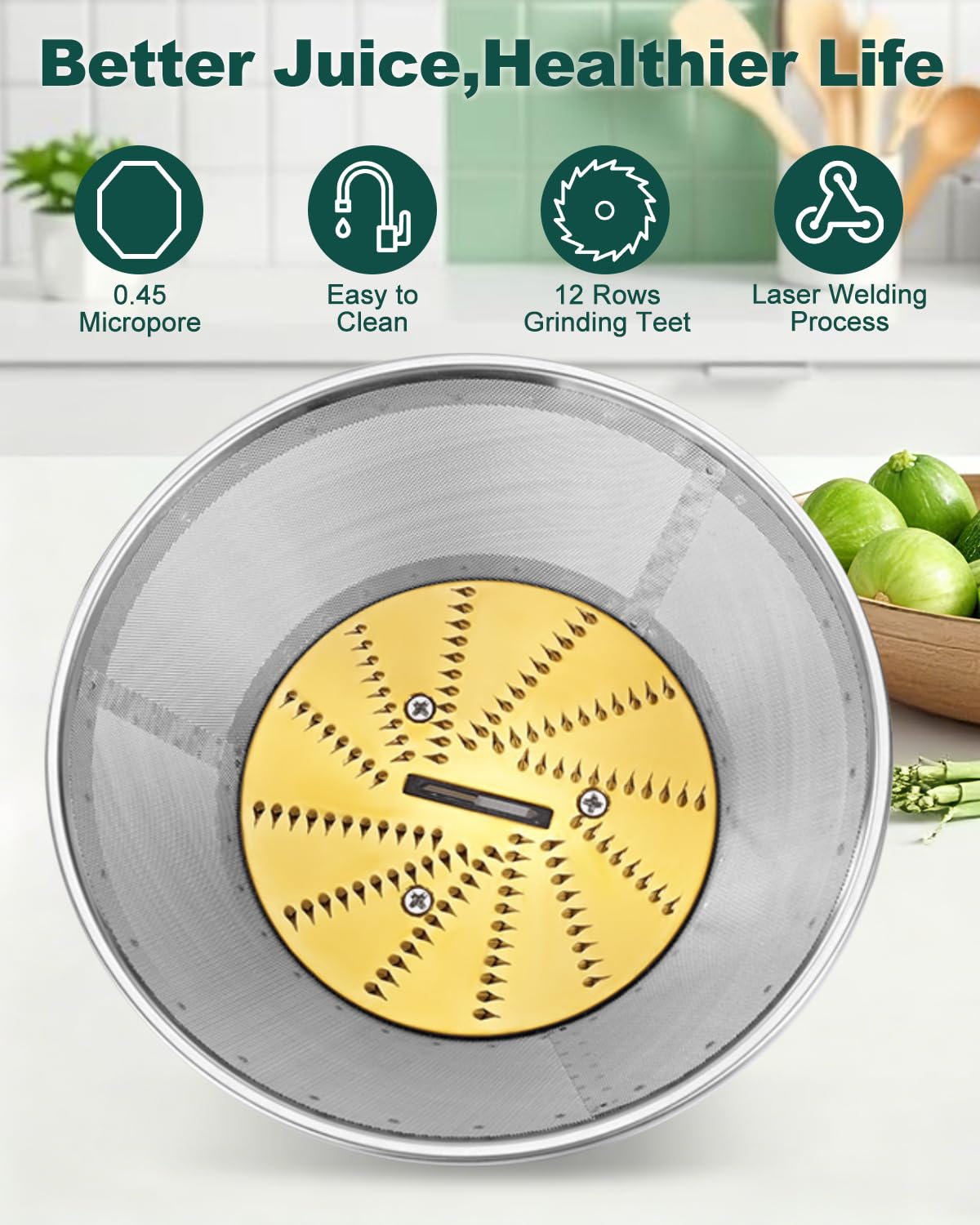 Juicer Replacement Parts BR-1 Compatible with Breville Juice Fountain Juicers, Mesh Filter Basket and Blade Disc for Models JE95XL, JE98XL, BJE200XL, JE900 (No Base)