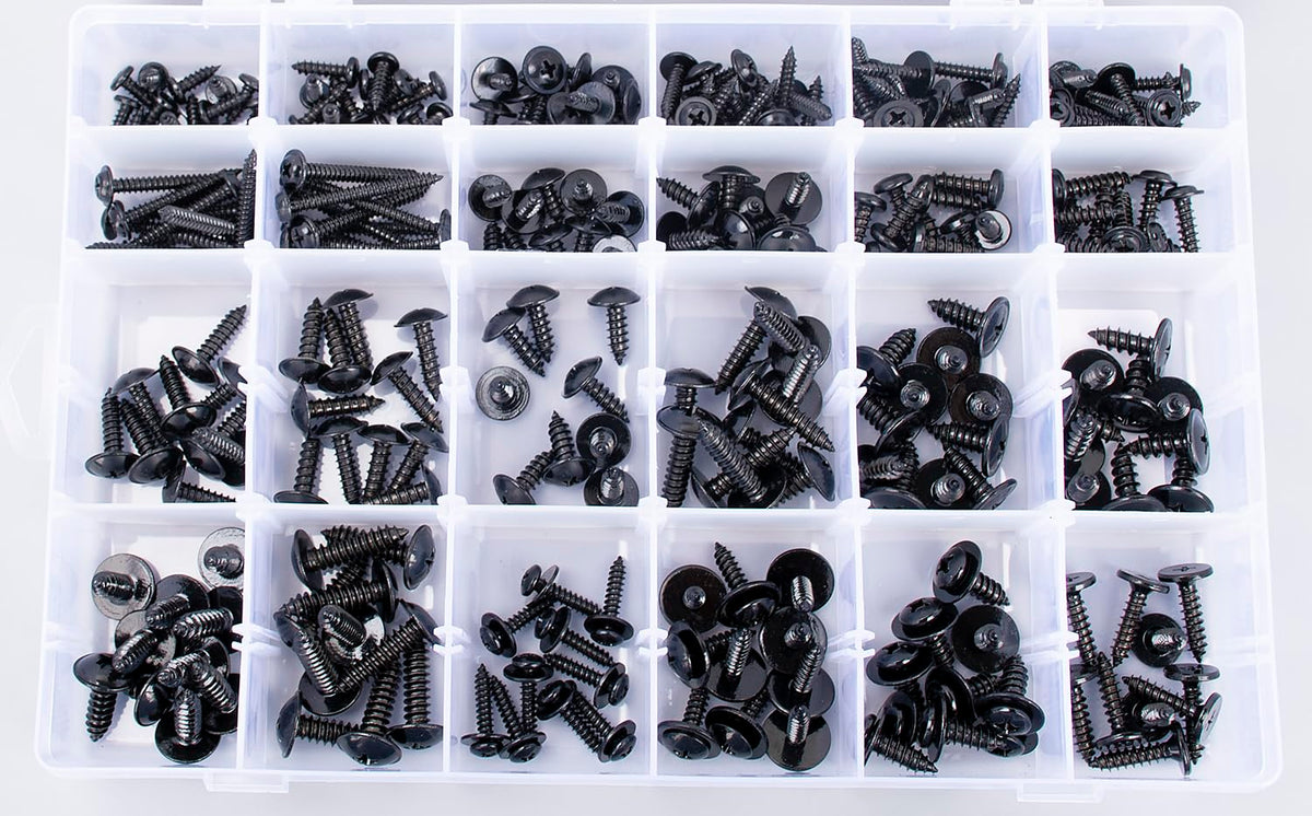 OAUTOO 270pcs Automotive Body Screw Phillips Head Self Tapping Screw Washer Head Screws Assortment Kit #8#10#12#14