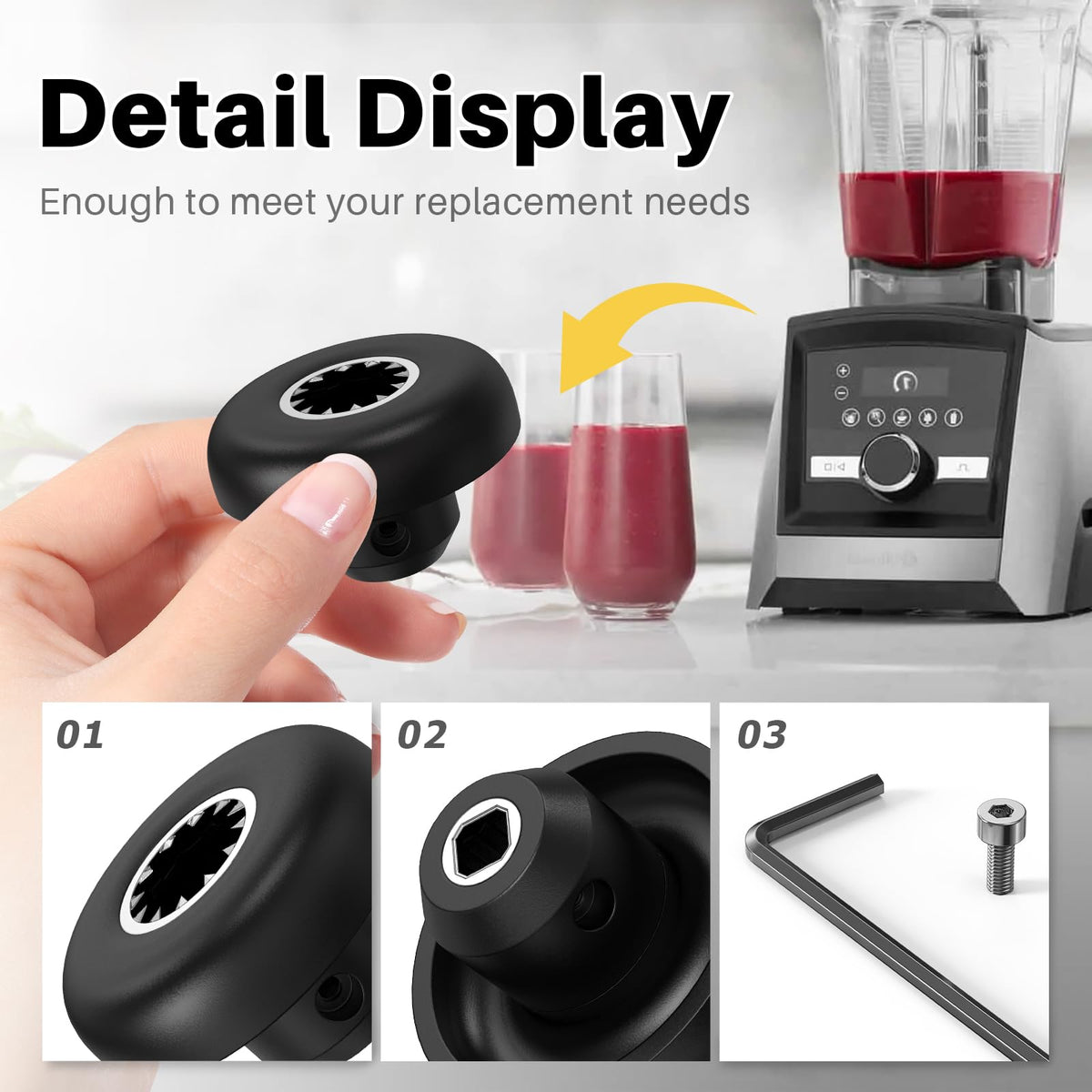 Blender Drive Socket Compatible with Vitamix, 5 Pack Drive Socket Replacement 891 802 15546 15547 Compatible with Vitamix Professional Series, Allen Wrench Included