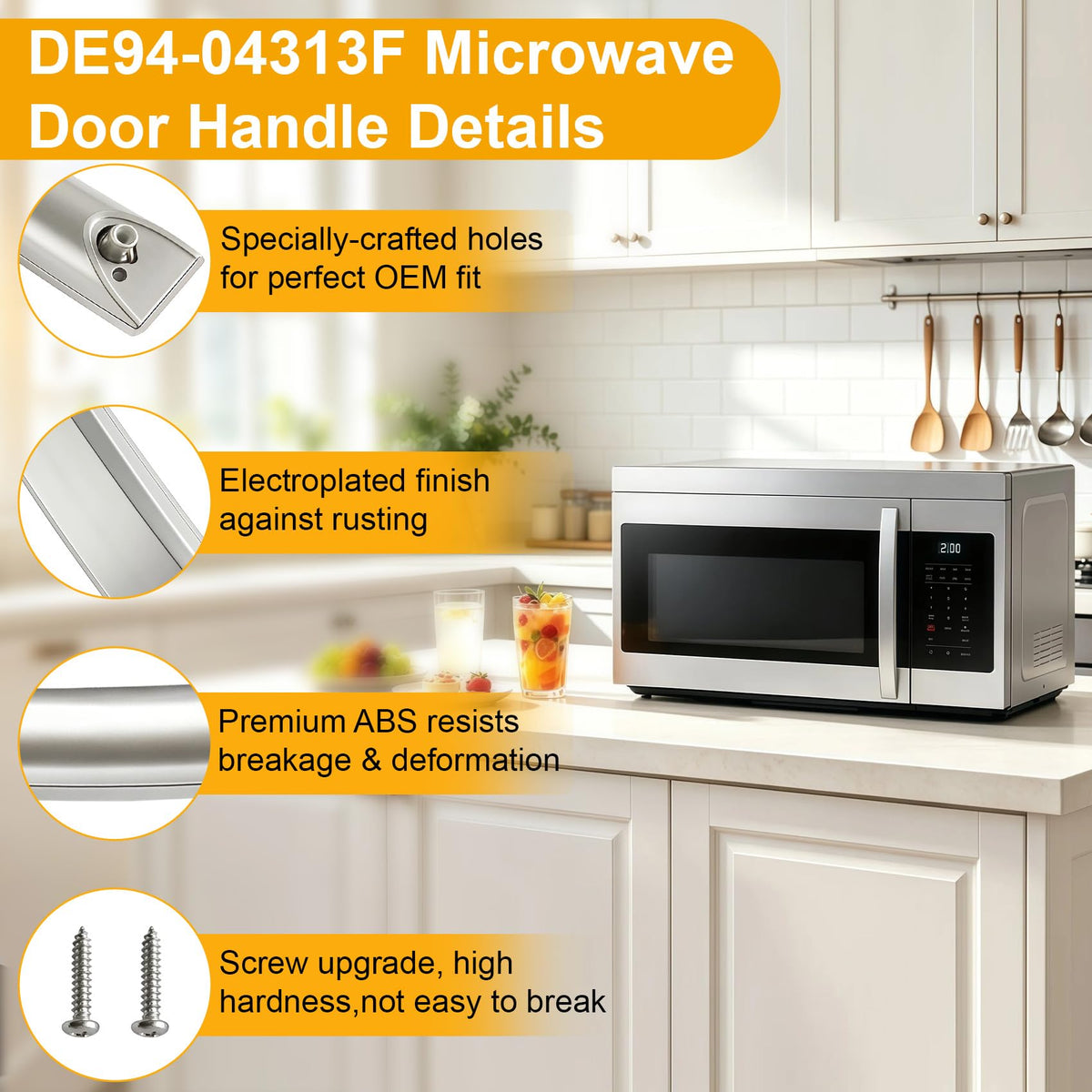 New Upgraded ME16A4021AS Microwave Door Handle, DE