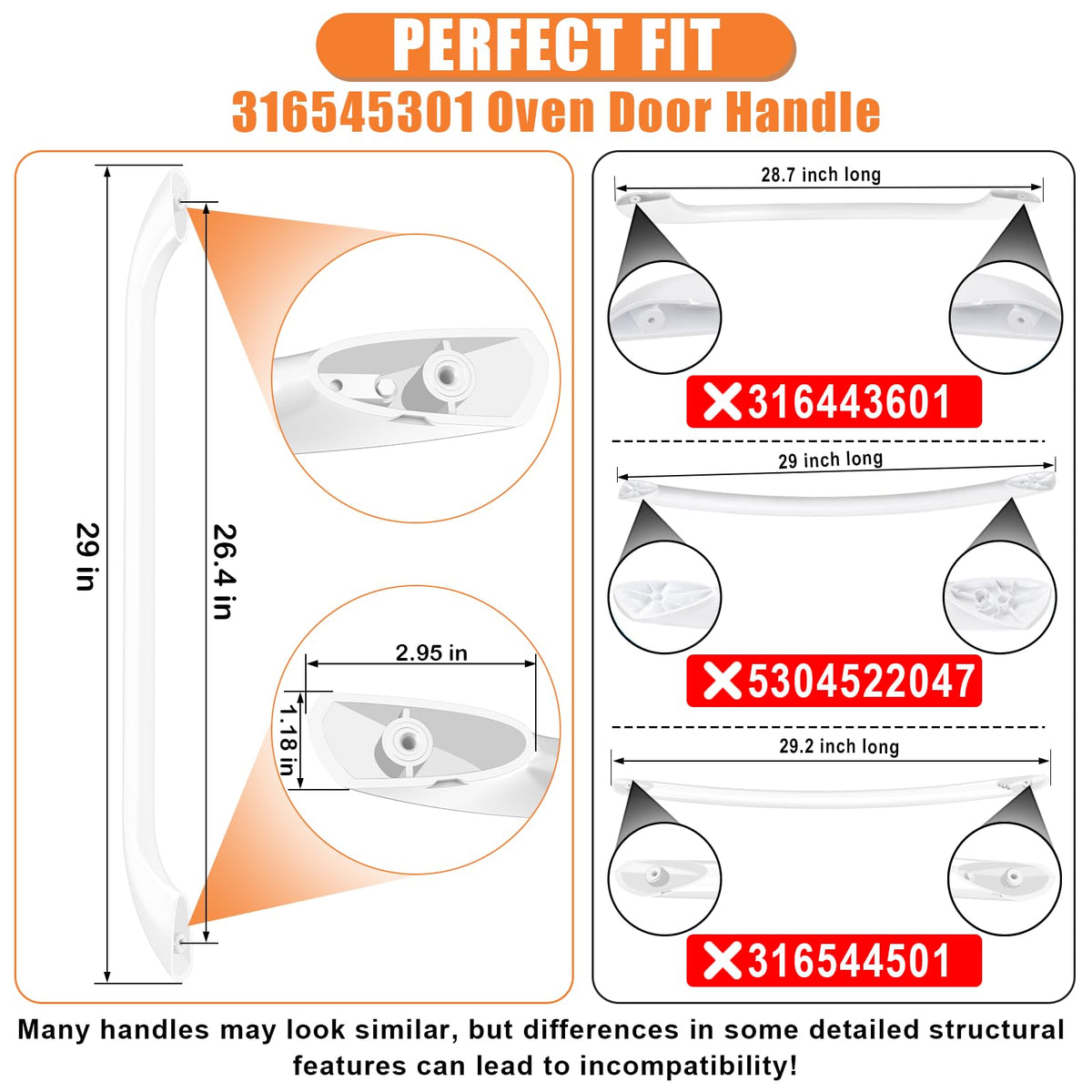 Upgraded 316545301 Oven Handle for Frigidaire Stov