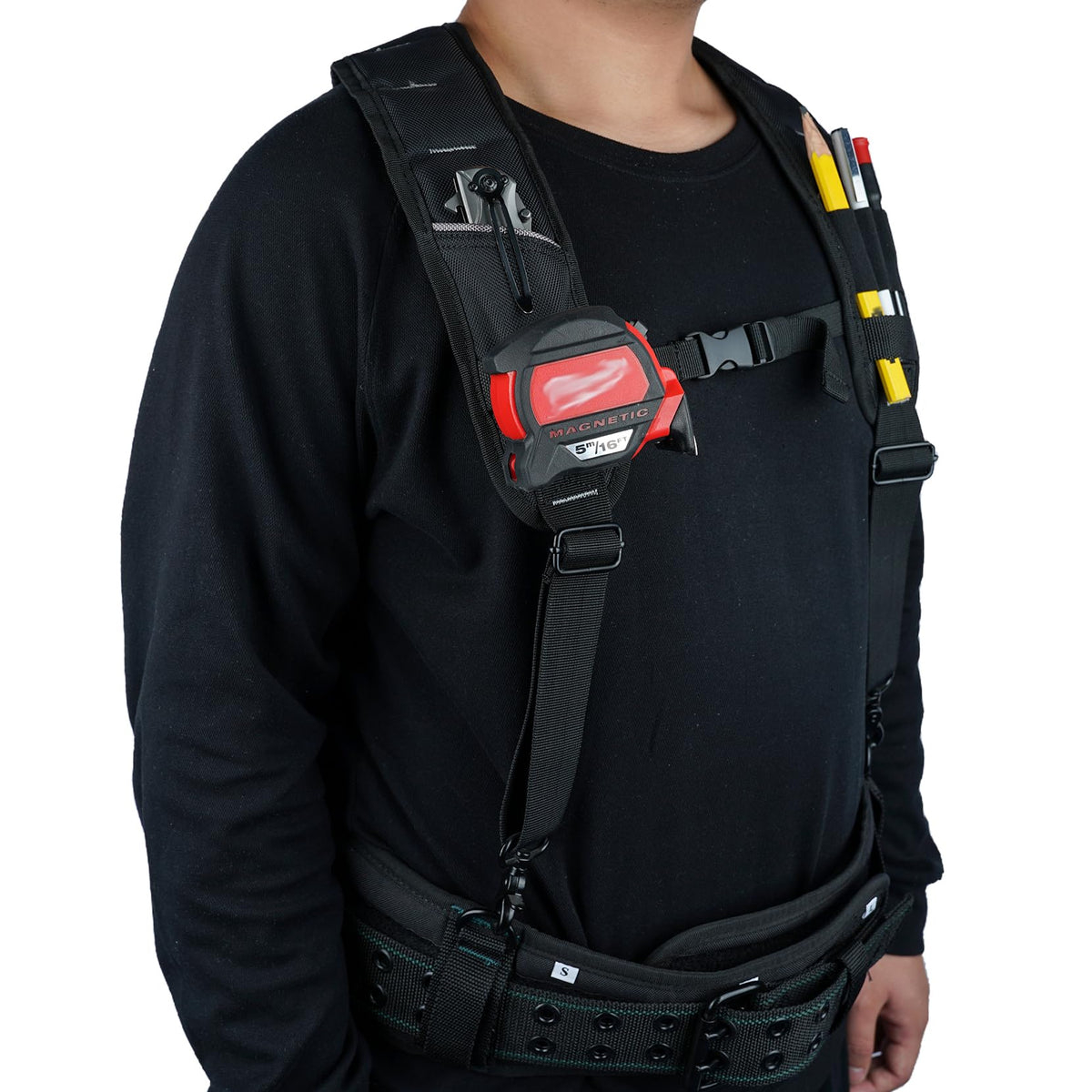 KUNN Tool Belt Suspenders, Padded 4-Point Work Suspender for Men