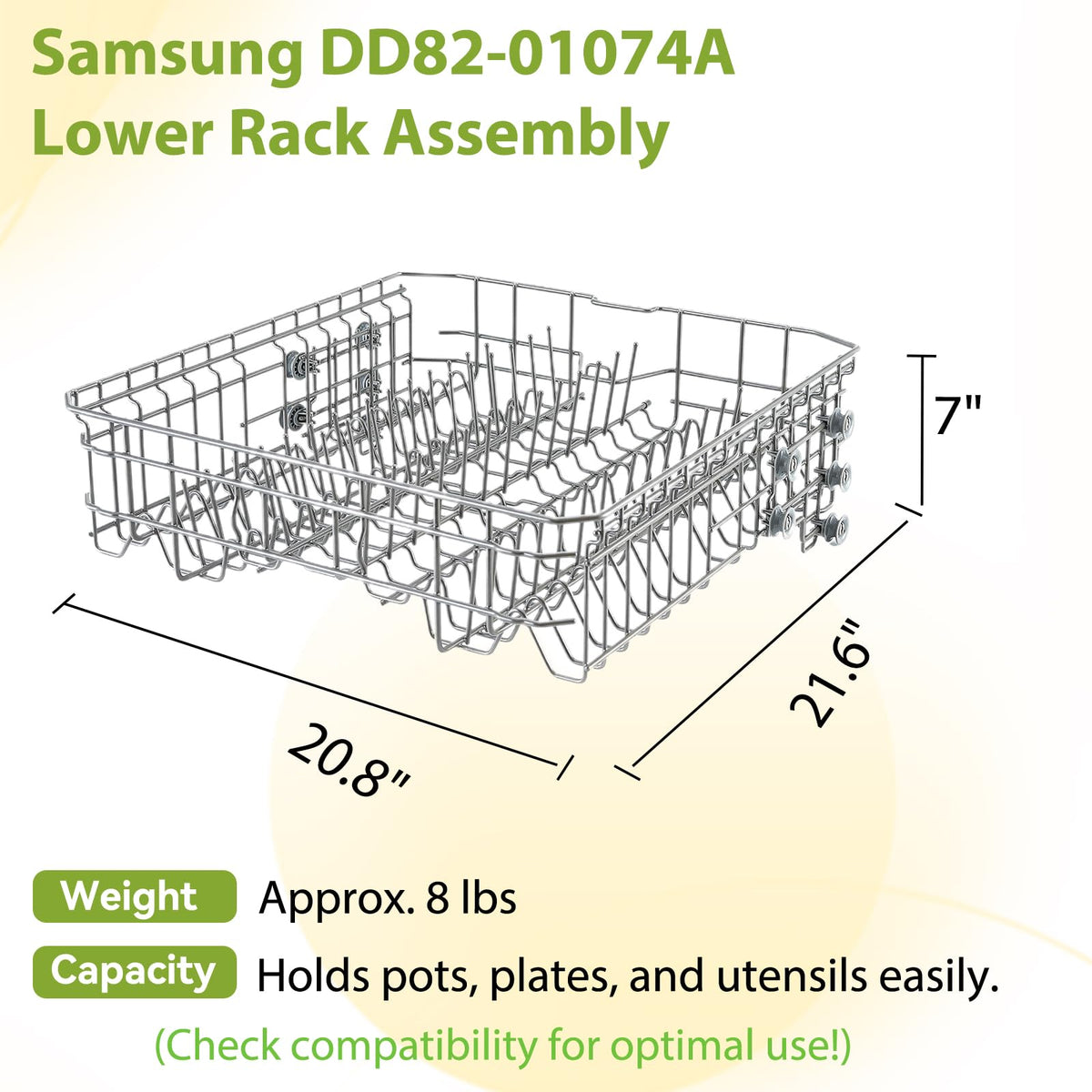 【𝟮𝟬𝟮𝟲 𝙐𝙥𝙜𝙧𝙖𝙙𝙚𝙙】DD82-01074A Middle DishRack (20.6″D*22.4″W) Assembly Dishwasher Replacement - Fit For Samsung Dishwasher Parts DW80R5061,DW80R5060,DW80K7050UG,DW80K5050US Series