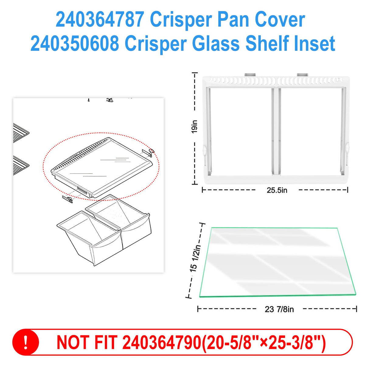 UPGRADED 240364787 Refrigerator Crisper Drawer Cov