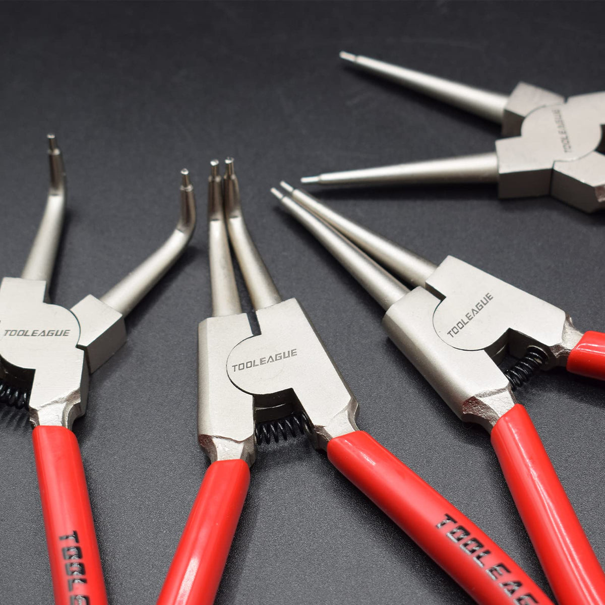 TOOLEAGUE 13" Large Snap Ring Pliers Set, Long Circlip Pliers Kit, 4 Pcs
