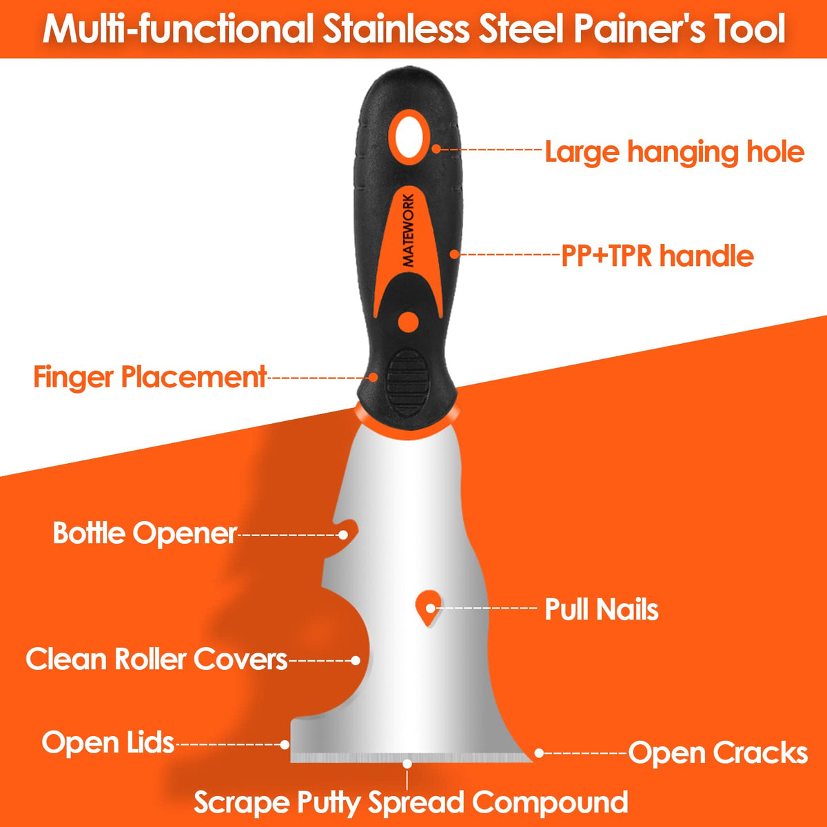 Matework Drywall Knife Set, 10Pcs Drywall Tools with 14” Mud Pan