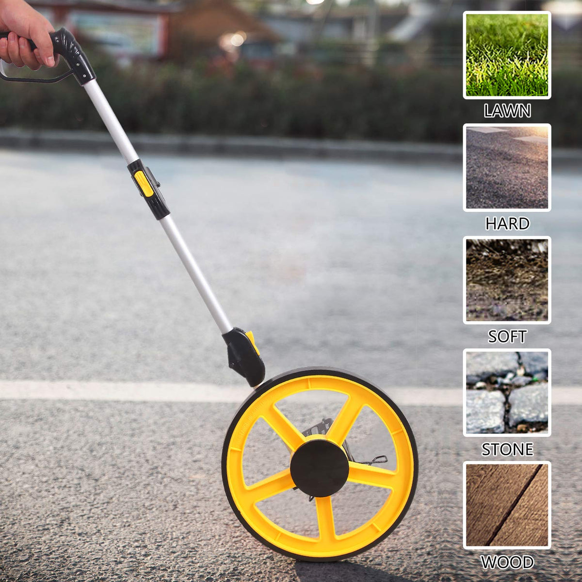 Zozen Distance Measuring Wheel, Imperial, Double Folding Portable Roller