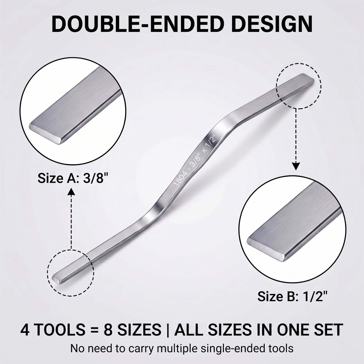 Brick Tuck Pointing Trowel Tool, 4-piece Double Ended Bricks Jointer
