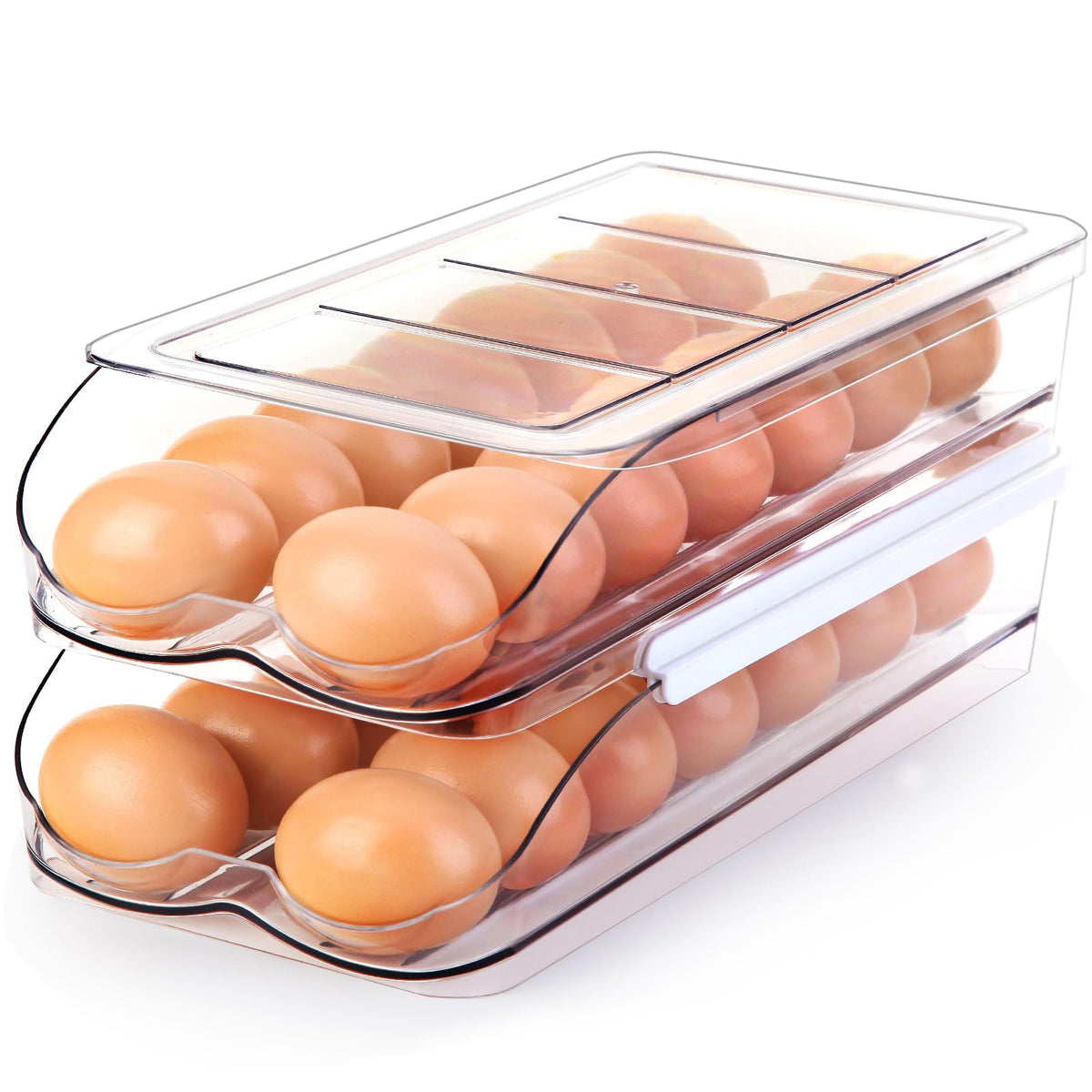RoskDeewat Egg Holder for Fridge, Automatic Rollin
