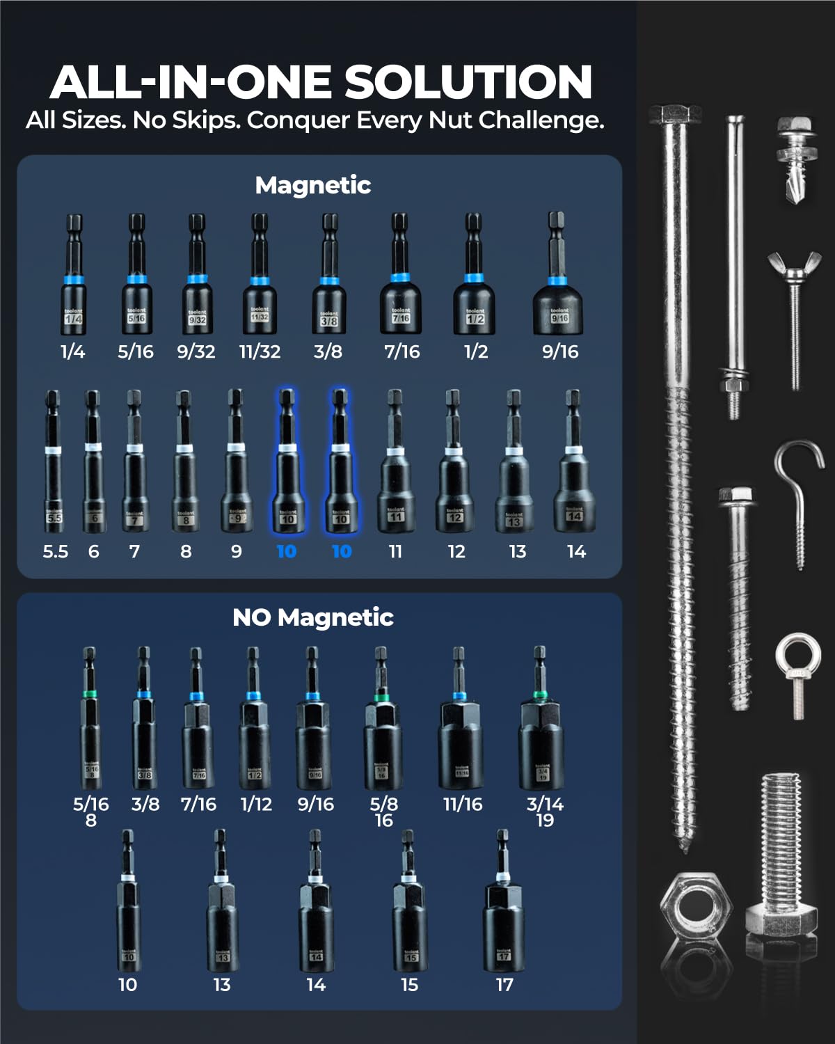 toolant Magnetic Nut Driver Set, 38-Piece