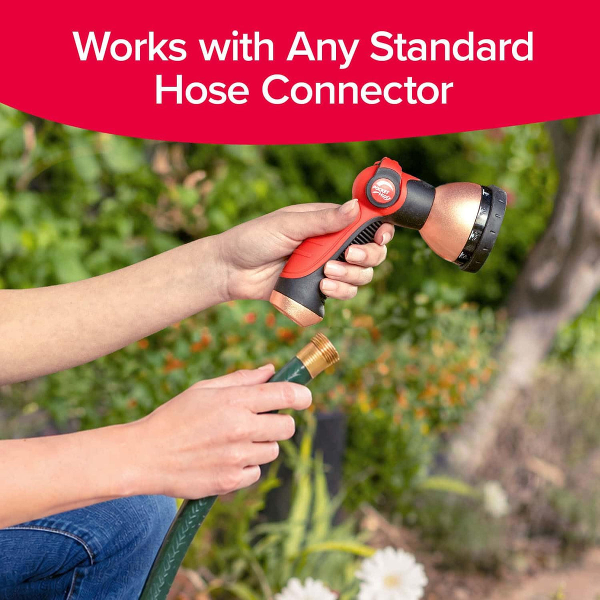 Pocket Hose Thumb Drive Spray Nozzle, 10 Patterns, Easy On/Off, Heavy-Duty
