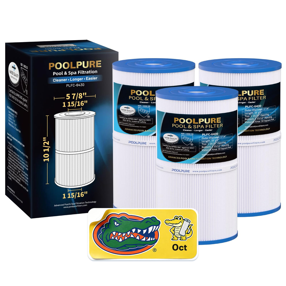 POOLPURE C-6430 Spa Filter Replaces 31489, PWK30, Filbur FC-3915, 3 Pack