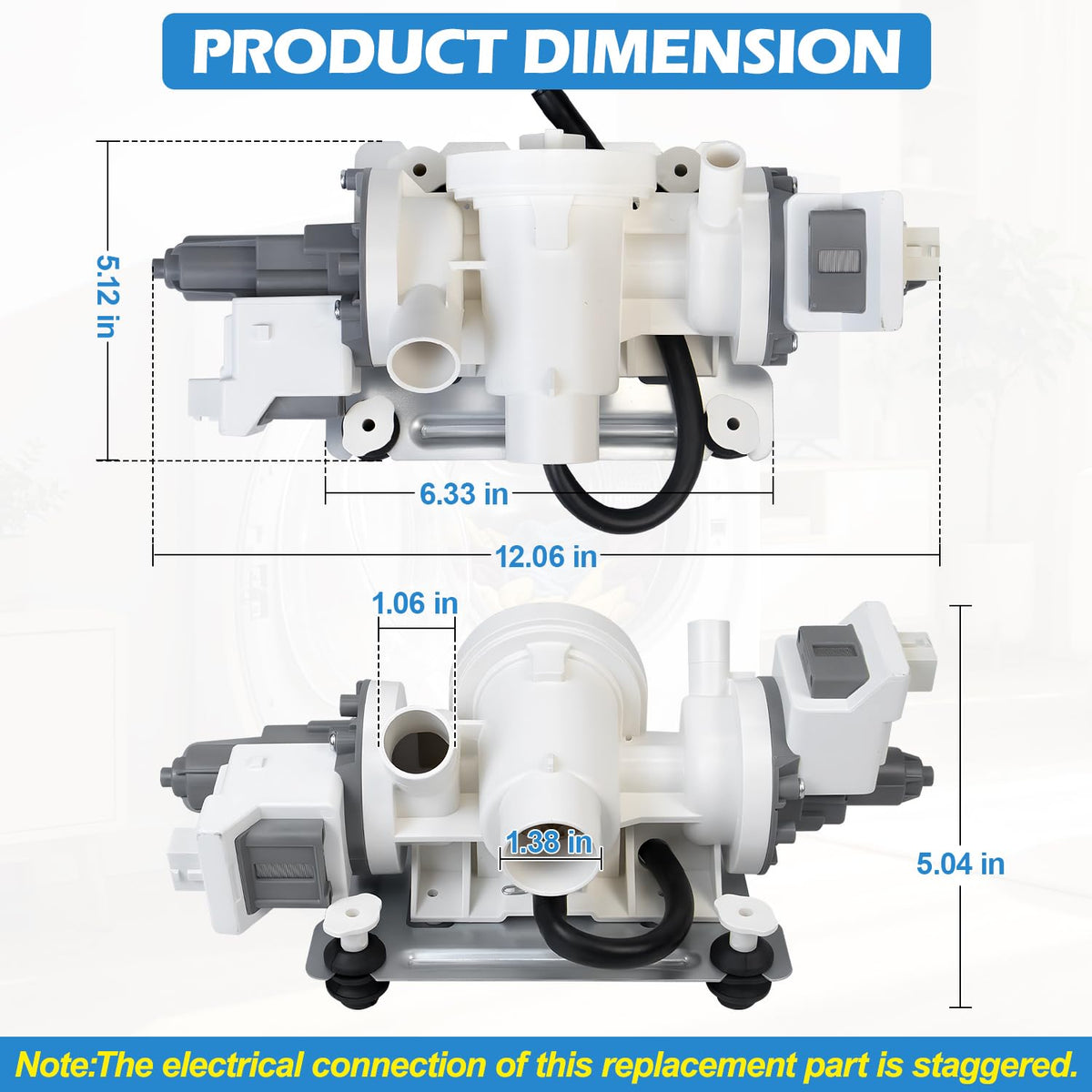 Upgraded W11458345 Washer Drain Pump W10918608 W11316609 W11319789