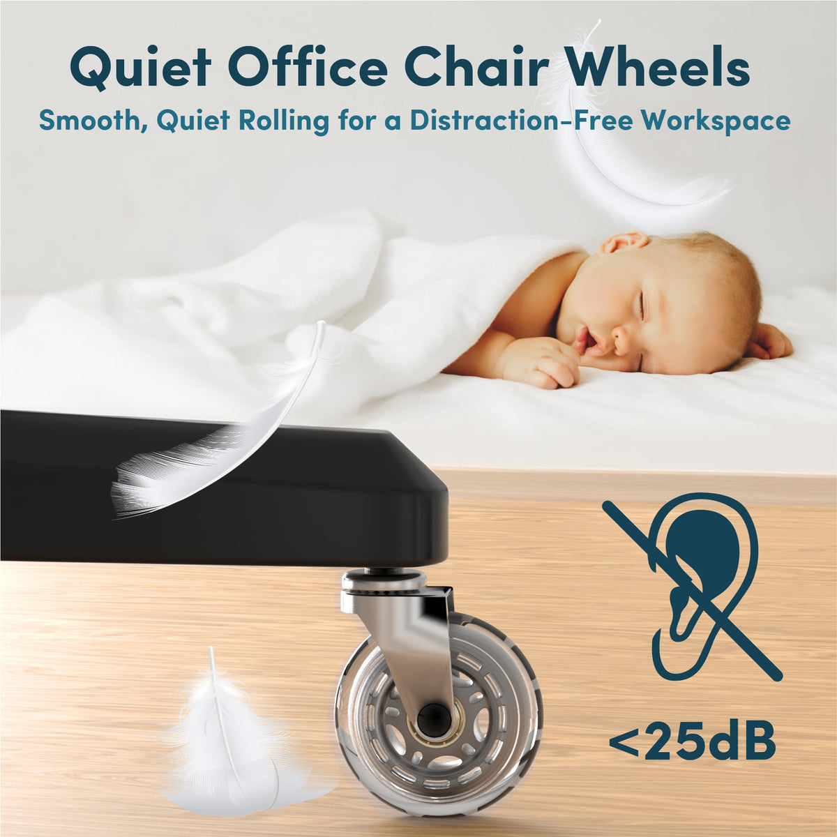 Lifelong Office Chair Wheels Replacement, Heavy Duty, Black, 5-Pack