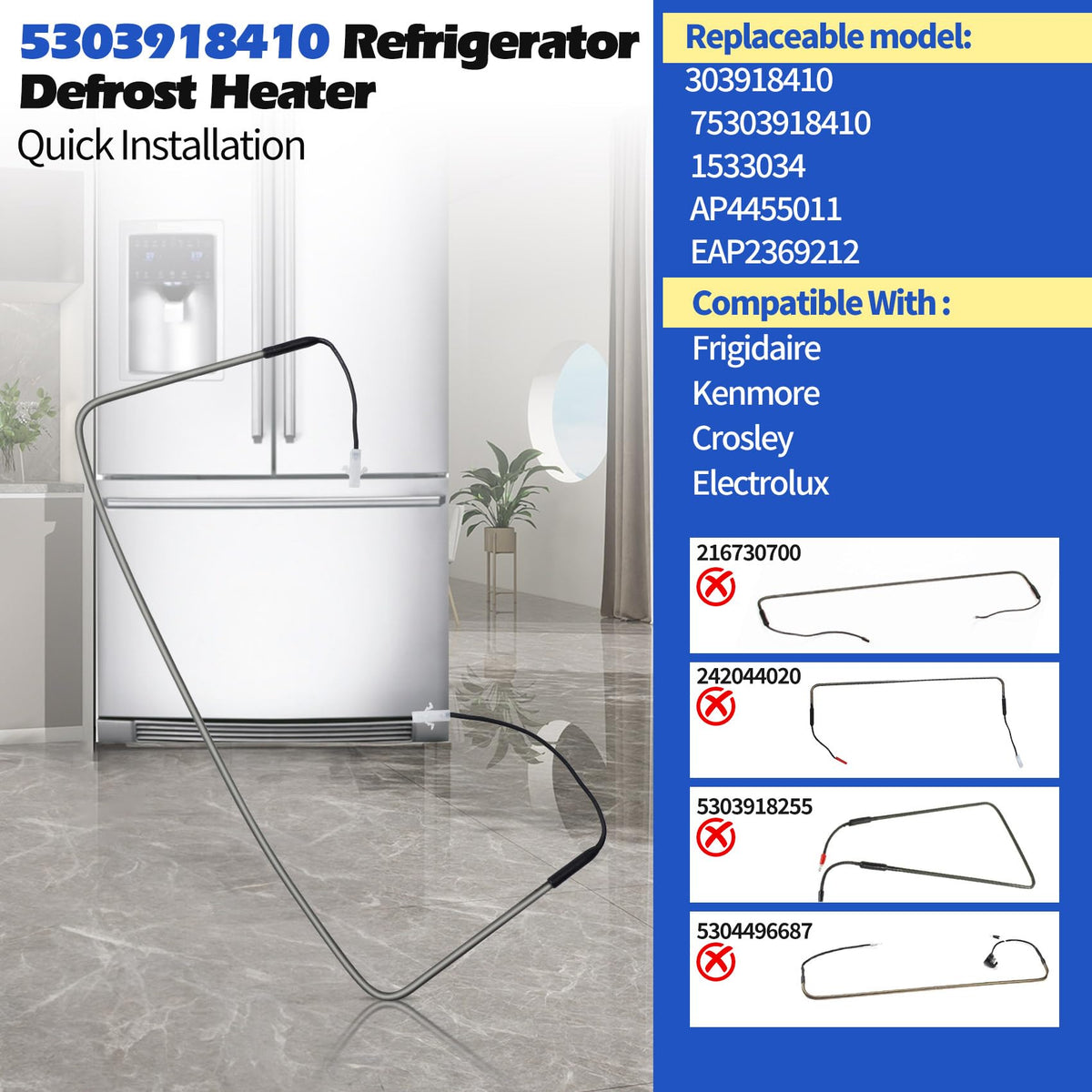 5303918410 Refrigerator Defrost Heater Kit for Ken