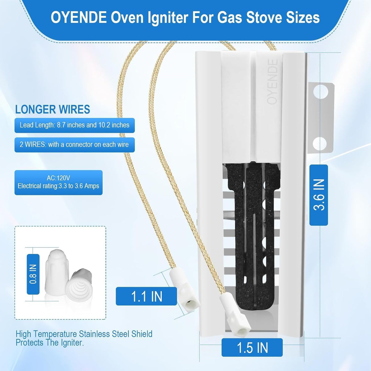 Upgraded DG94-01012A Flat Igniter Gas Range Oven Igniter for Sam-sung Ovens NX58H9500WS NX58H9950WS NX58J7750SG NX58J7750SS NX58K3310SB, Replace 4011538 AP5967723 DS039KX PS5967723 EAP11720750