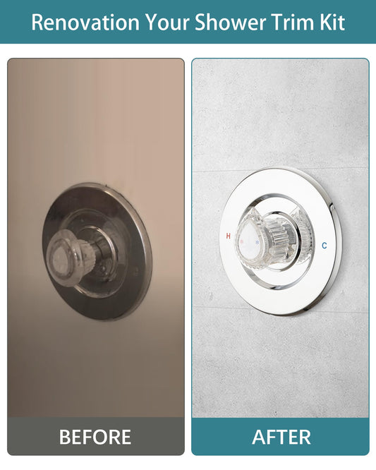 Ultrimkit Shower Faucet Trim Kit Compatible with Moen Fit Chateau Valve Only, Pull-on Push-off Design Knob Handle